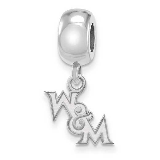 SS024WMA: SS Rh-pl College of William And Mary Bead Charm XS Dangle