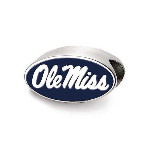 SS500UMS: SS LogoArt Univ of Mississippi in oval Enam Logo Bead