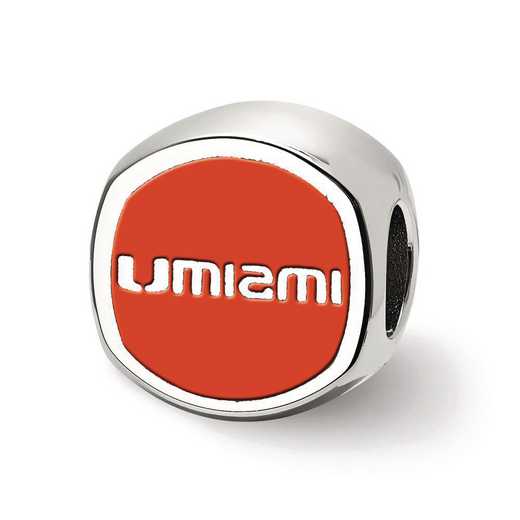 SS501UMF: SS LogoArt Univ of Miami U Cushion Shaped Double Logo Bead