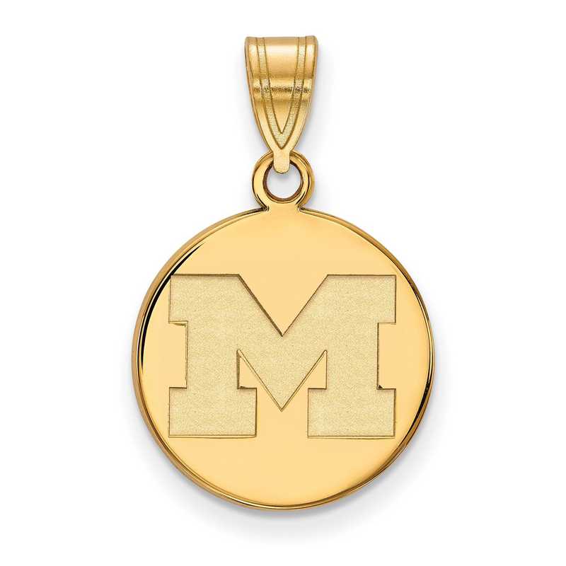University Of Large Enamel Pendant LogoArt Gold-Plated 925 Silver Michigan