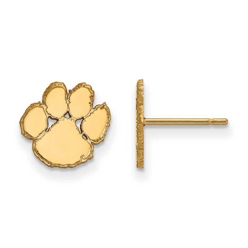 Clemson Tiger Paw Gold Flash Plated Sterling Silver Post Earrings