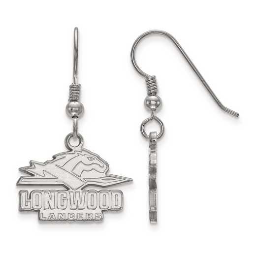 SS005LOC: SS Rh-pl LogoArt Longwood University Small Dangle Earrings