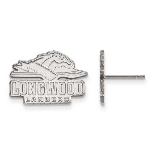 SS006LOC: SS Rh-pl LogoArt Longwood University Small Post Earrings