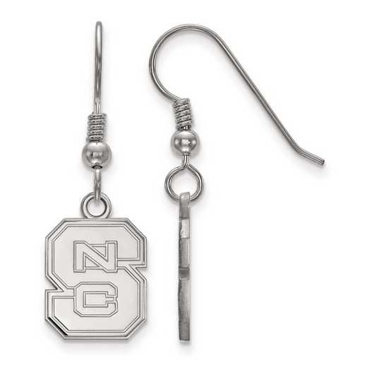 SS007NCS: SS Rh-pl LogoArt North Carolina State Uni Sm Dangle Earr