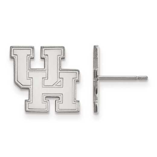 SS008UHO: SS Rh-pl LogoArt University of Houston Small Post Earrings