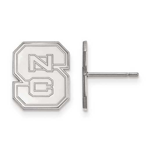 SS009NCS: SS Rh-pl LogoArt North Carolina State Univ Sm Post Earrings