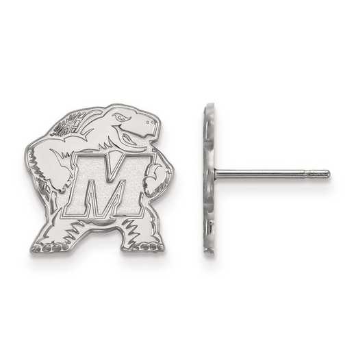 SS009UMD: SS Rh-pl LogoArt Maryland Small Post Earrings