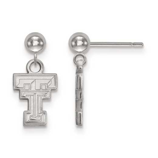 SS010TXT: SS Rh-pl LogoArt Texas Tech Univ Earrings Dangle Ball