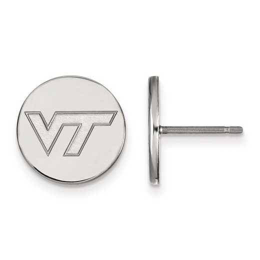 SS037VTE: SS Rh-pl LogoArt Virginia Tech Small Disc Earrings