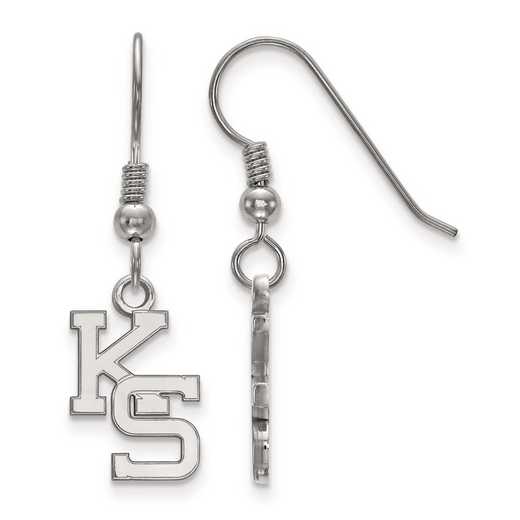 SS049KSU: SS Rh-pl LogoArt Kansas State Univ Small Dangle Earrings