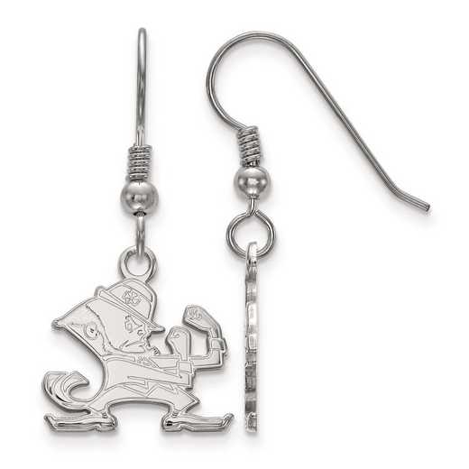 SS049UND: SS Rh-pl LogoArt Univ of Notre Dame Sm Dangle Wire Earring