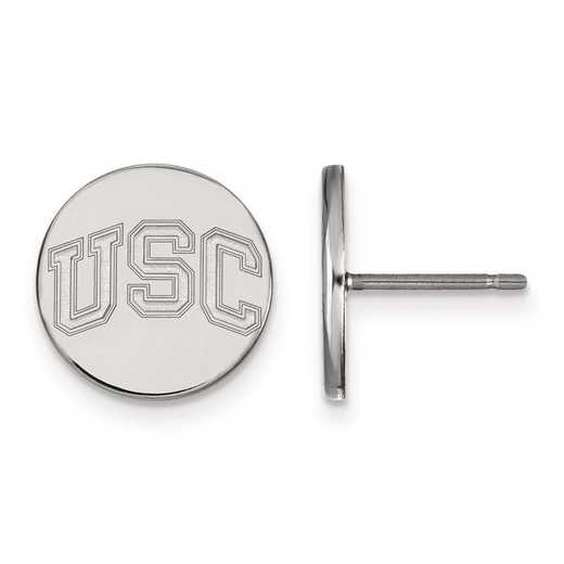 SS054USC: SS Rh-pl University of Southern California XS Disc Earring