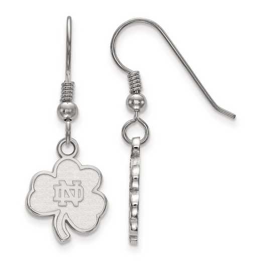 SS064UND: SS Rh-pl LogoArt Univ of Notre Dame Sm Dangle Wire Earrings