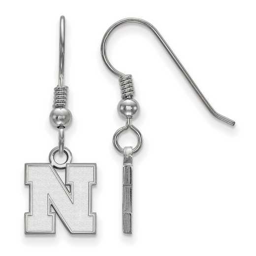 SS082UNE: SS LogoArt Nebraska XS Dangle Earrings - White