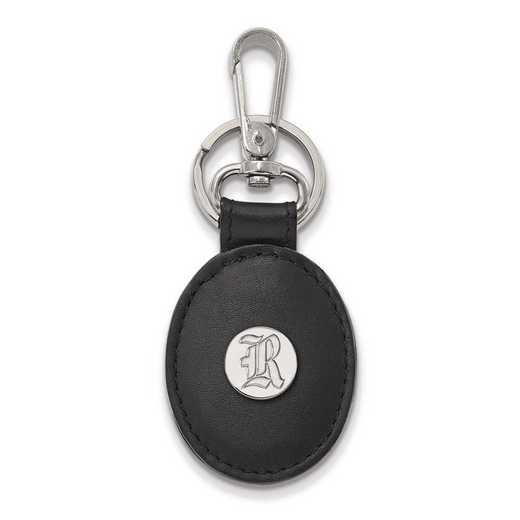SS010WMR-K1: SS LogoArt Rice University Black Leather Oval Key Chain
