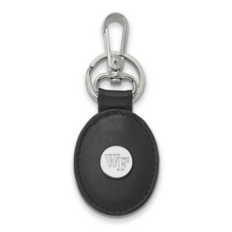 SS070WFU-K1: SS LogoArt Wake Forest Univ Black Leather Oval Key Chain