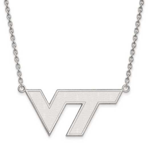 SS010VTE-18: SS Rh-pl LogoArt Virginia Tech Large Pendant w/Necklace