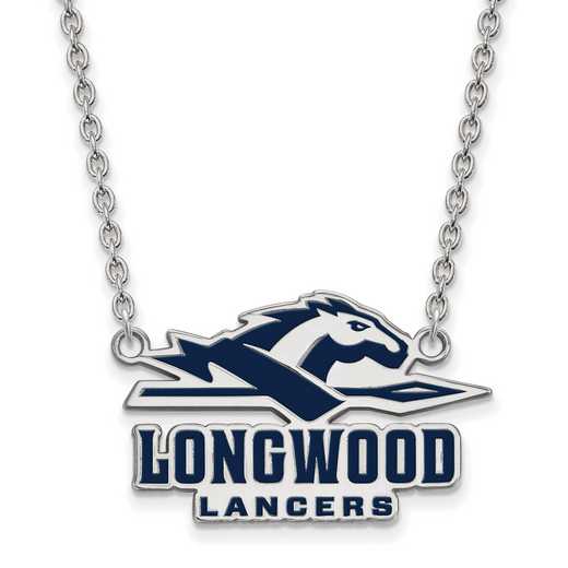 SS011LOC-18: SS LogoArt Longwood Univ LG Enamel Pendant w/Necklace