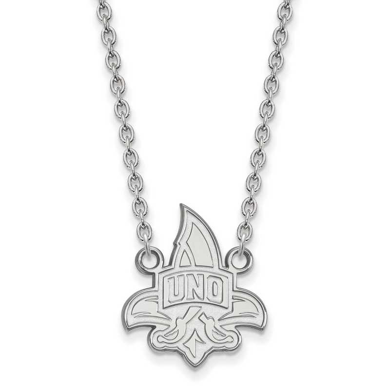 SS011UNO-18: SS LogoArt Univ of New Orleans LG Pendant w/Necklace