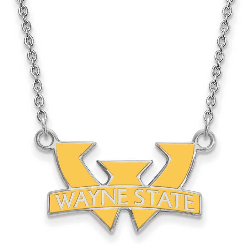 SS012WAY-18: SS LogoArt Wayne St U SML Enamel Pendant w/necklace