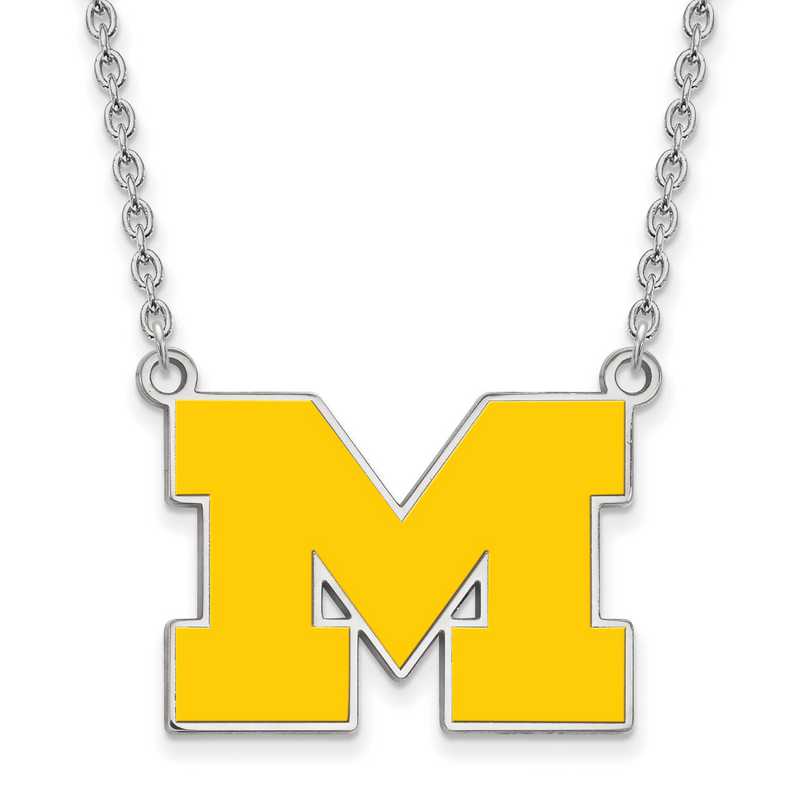 SS017UM-18: SS LogoArt Michigan (Univ Of) LG Yellow Enl Pend w/Necklace