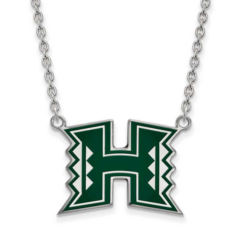 SS023UHI-18: SS LogoArt The U of Hawai'i LG Enamel Pendant w/Necklace