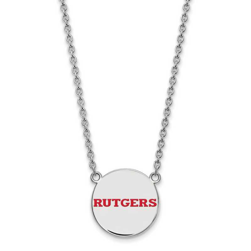 SS028RUT-18: SS LogoArt Rutgers LG Enamel Disc Necklace
