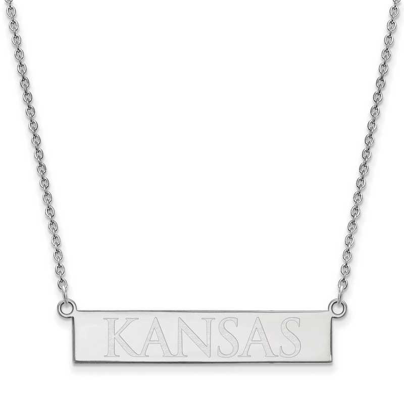 SS079UKS-18: SS LogoArt The Univ of Kansas SML Bar Necklace