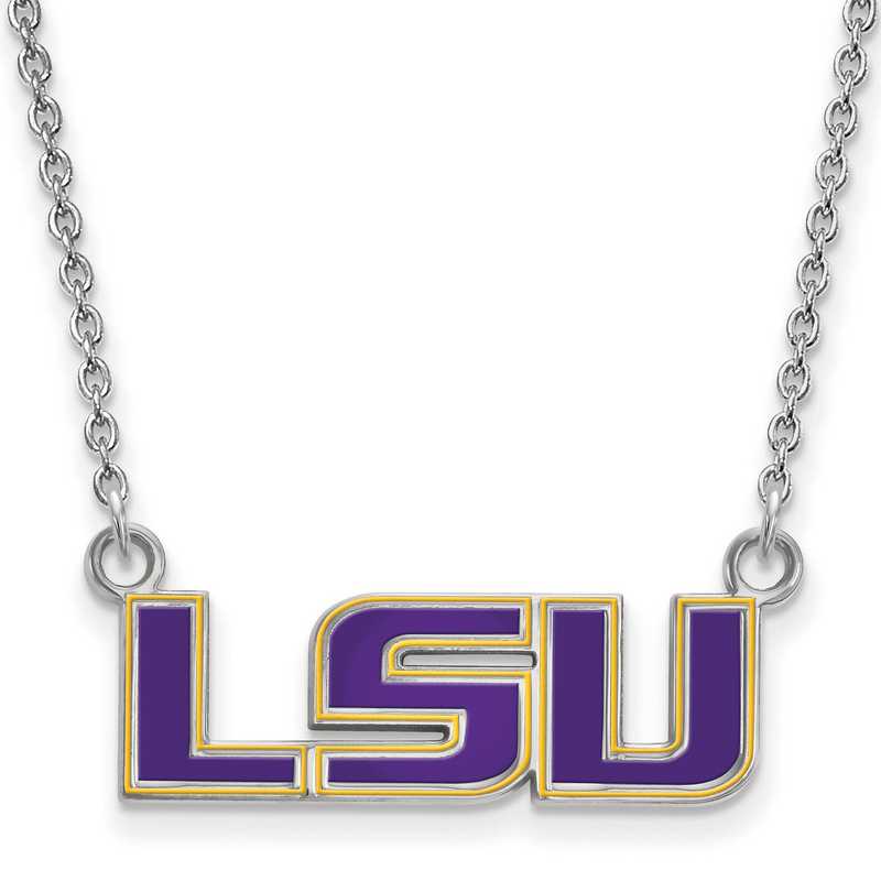 SS088LSU-18: SS LogoArt Louisiana St U SML Enamel Pendant w/necklace