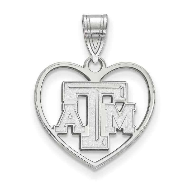 SS011TAM: SS LogoArt Texas A&M Univ Pendant in Heart