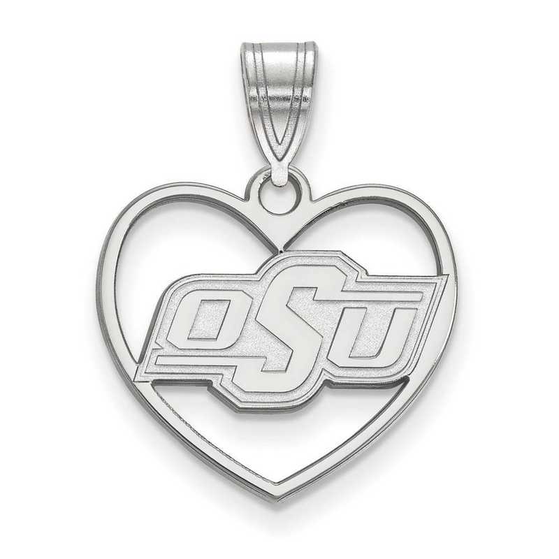 SS016OKS: SS LogoArt Oklahoma State Univ Pendant in Heart