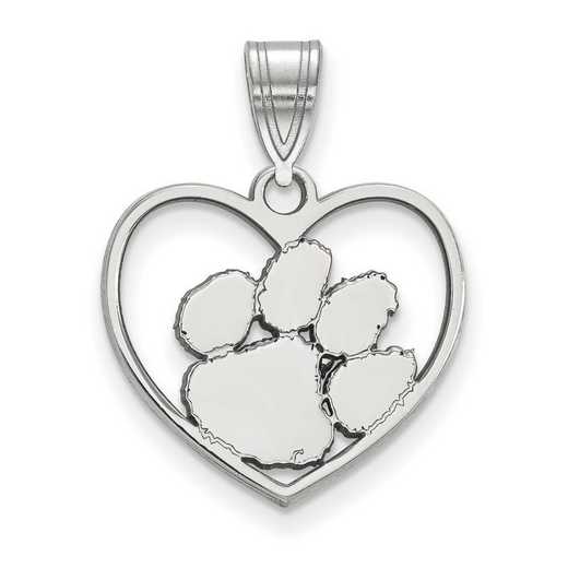 SS017CU: SS LogoArt Clemson Univ Pendant in Heart