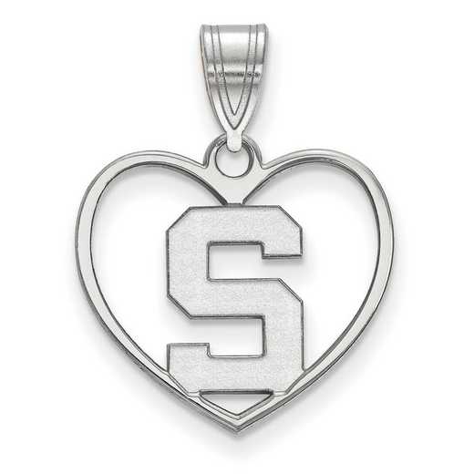 SS017MIS: SS LogoArt Michigan State Univ Pendant in Heart