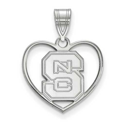 SS017NCS: SS LogoArt North Carolina State Univ Pendant in Heart