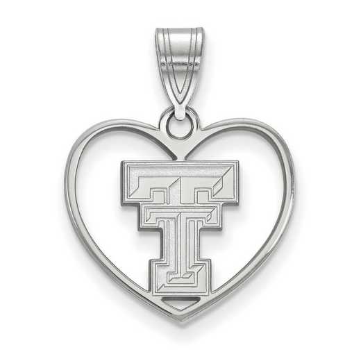 SS017TXT: SS LogoArt Texas Tech Univ Pendant in Heart