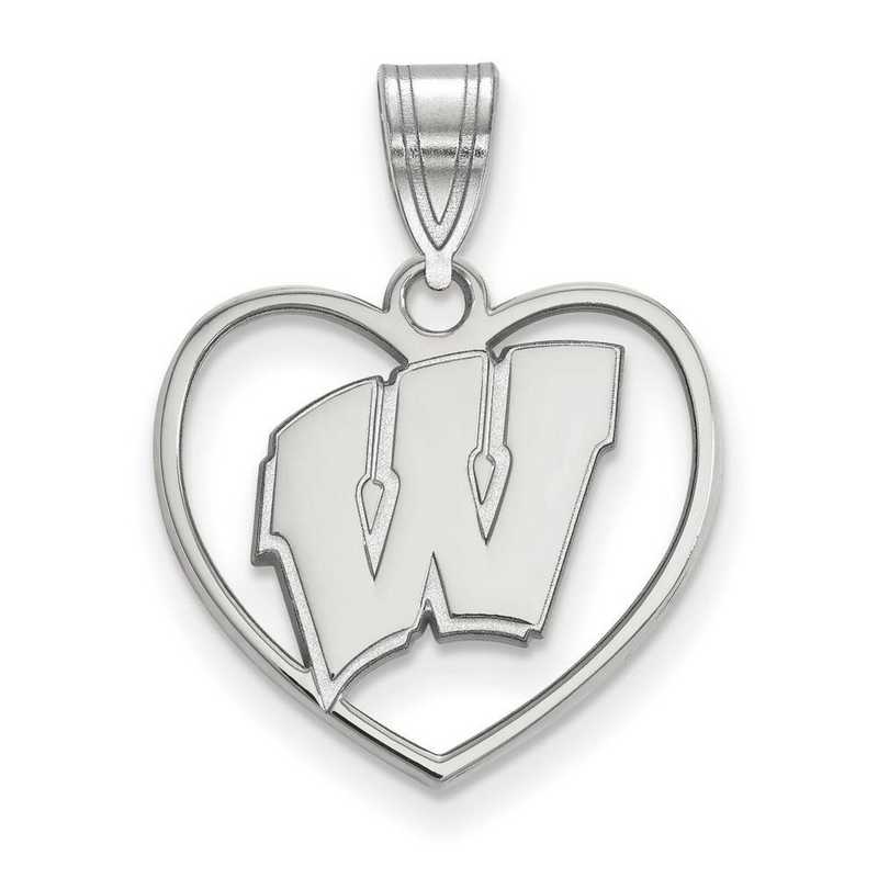 SS017UWI: SS LogoArt Univ of Wisconsin Pendant in Heart