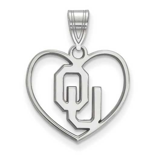 SS018UOK: SS LogoArt Univ of Oklahoma Pendant in Heart