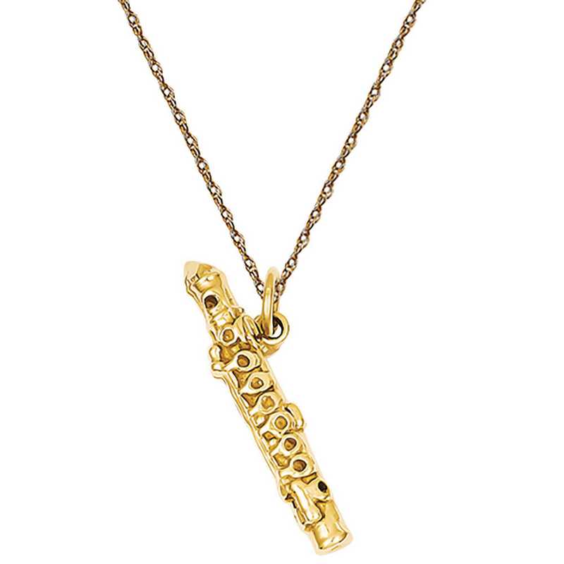 3D Flute Charm in 14K Gold