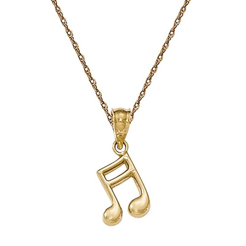 14k Yellow Gold Music Note with Heart Pendant