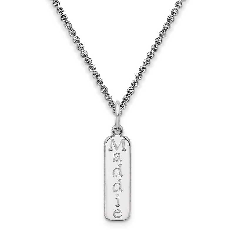 Personalized 10 Karat White Gold Vertical Block Name Plate Necklace