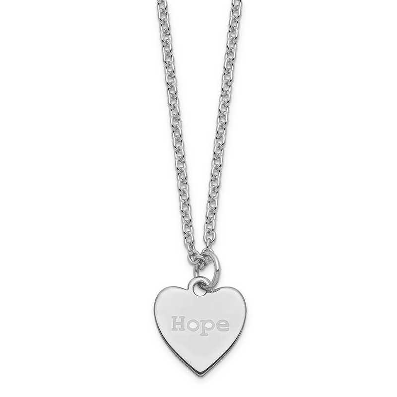 Solid 925 Sterling Silver Engraveable Heart Polished Front/Satin Back Disc Pendant Charm 14mm x 18mm