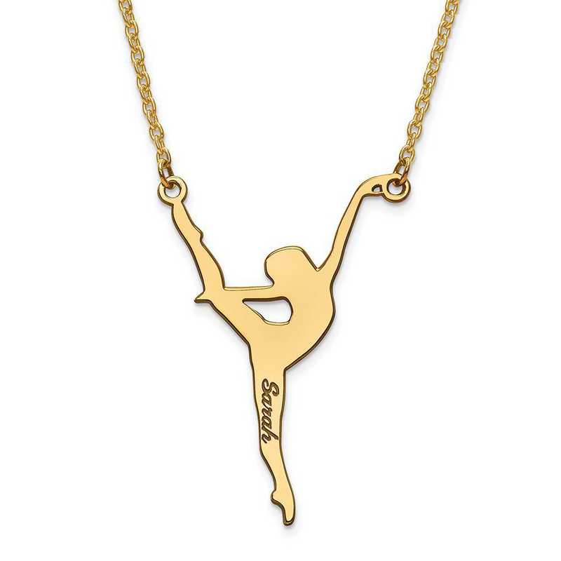 Personalized Gold Plated Sterling Silver Laser Polished Dance Name Charm W Chain
