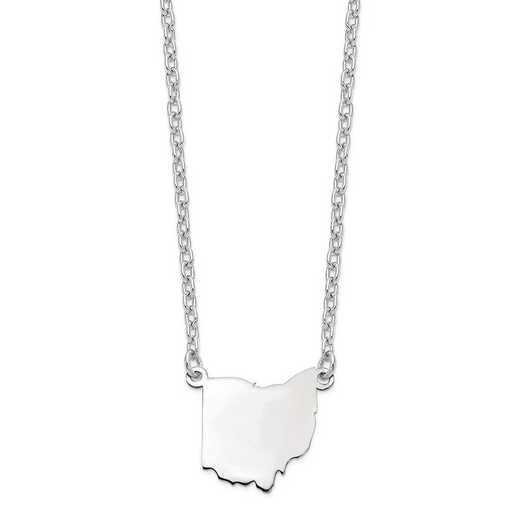 XNA706W-OH: 14k White Gold OH State Pendant with chain