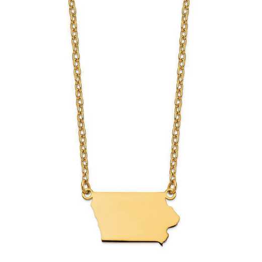 XNA706Y-IA: 14K Yellow Gold IA State Pendant with chain