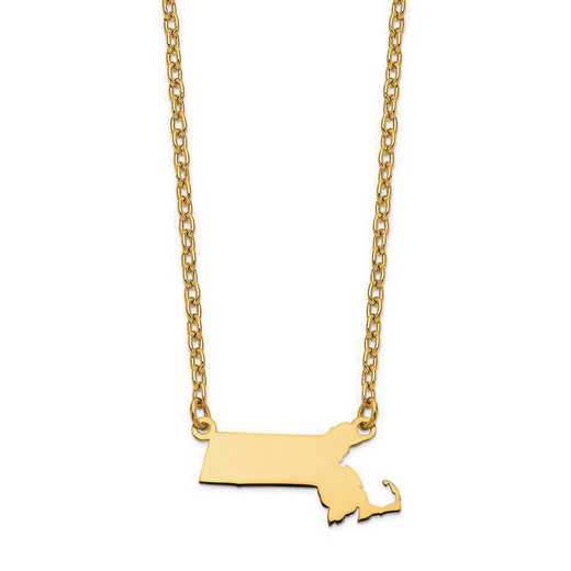 XNA706Y-MA: 14K Yellow Gold MA State Pendant with chain
