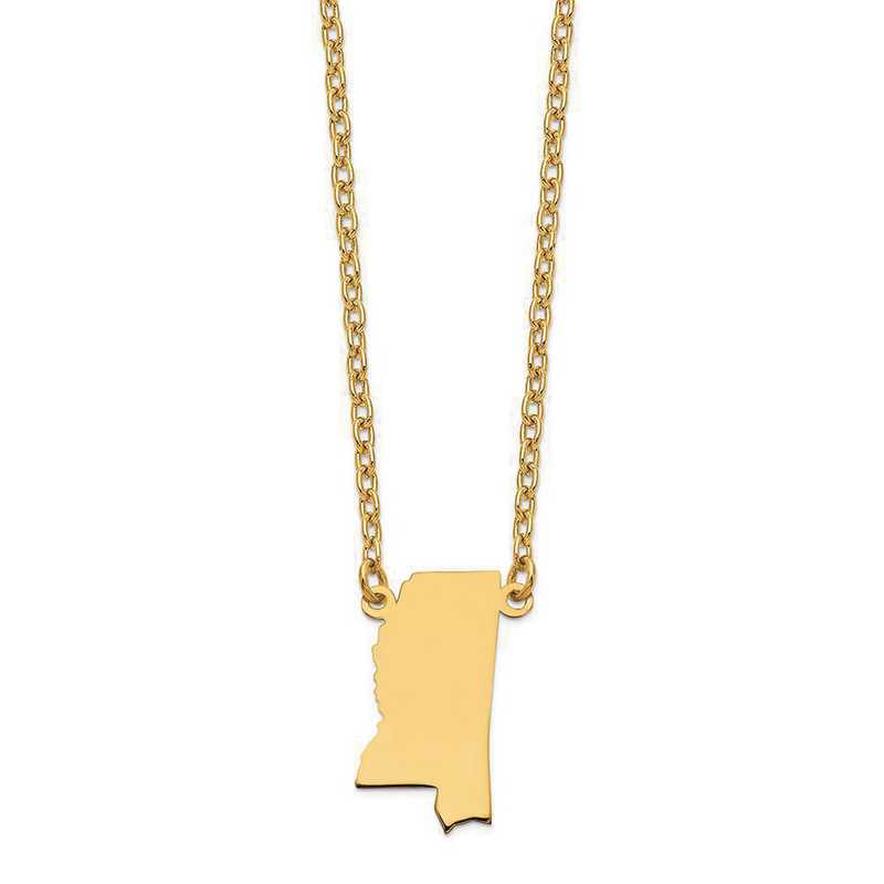 XNA706Y-MS: 14K Yellow Gold MS State Pendant with chain