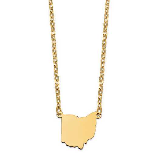 XNA706Y-OH: 14K Yellow Gold OH State Pendant with chain