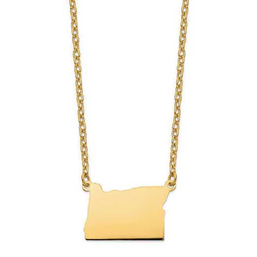 XNA706Y-OR: 14K Yellow Gold OR State Pendant with chain