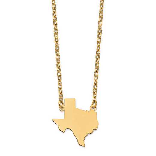 XNA706Y-TX: 14K Yellow Gold TX State Pendant with chain