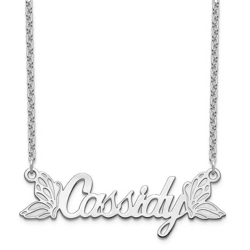 Personalized Sterling Silver Butterfly Wings Name Plate Necklace